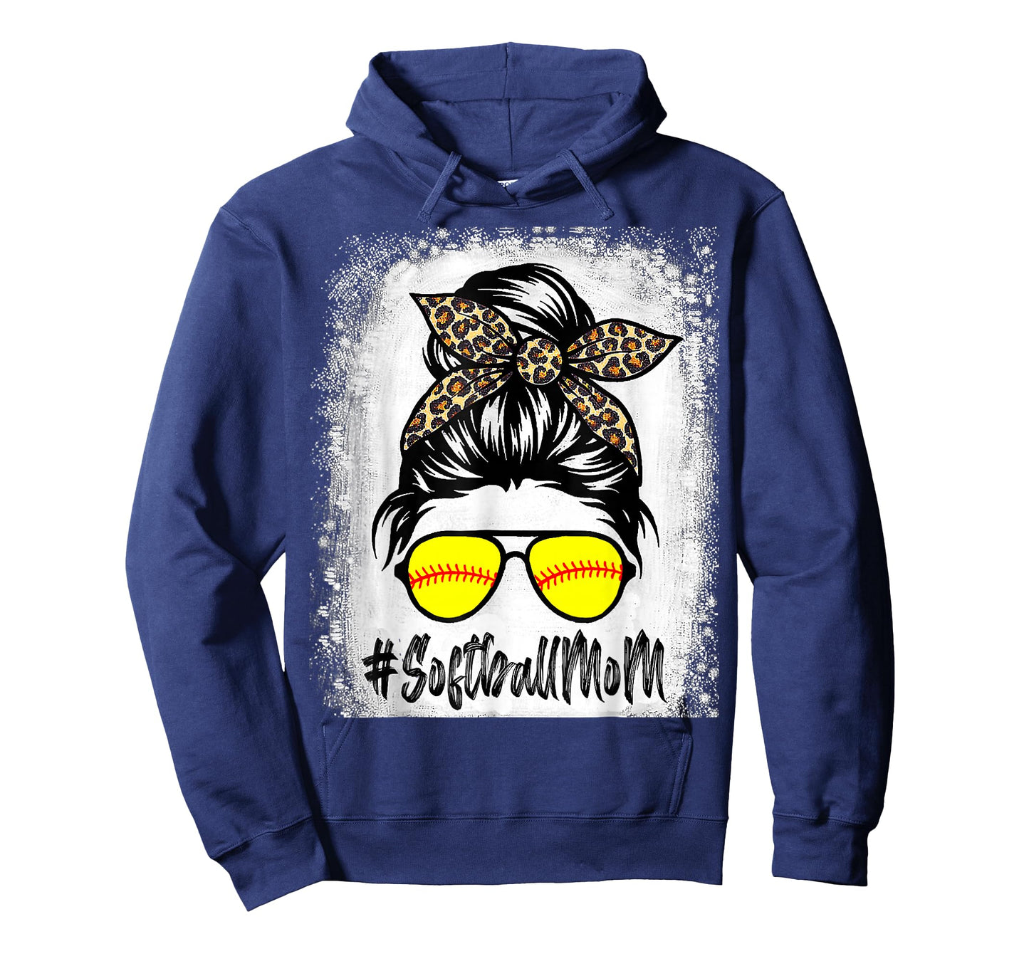 Bleached Softball Mom Life With Leopard and Messy Bun Player T-Shirt