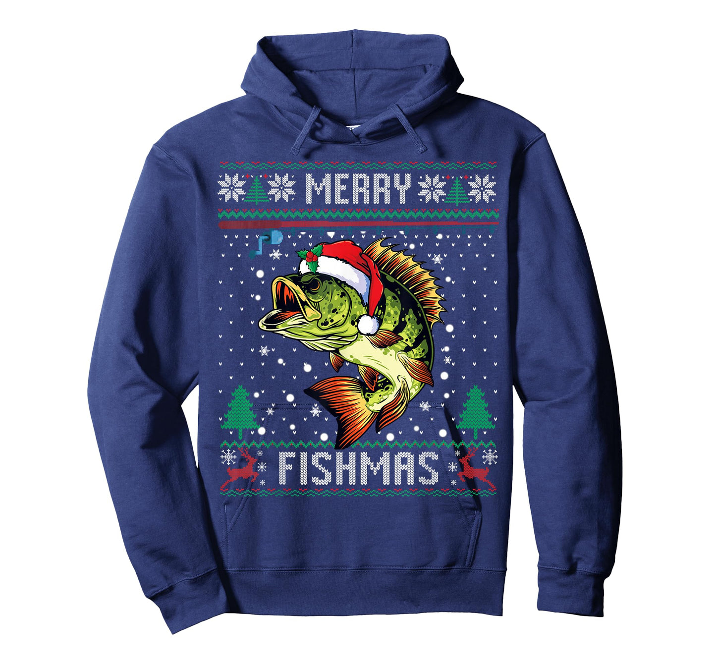 Merry Fishmas Bass Fish Fishing Christmas Ugly Sweater Xmas T-Shirt