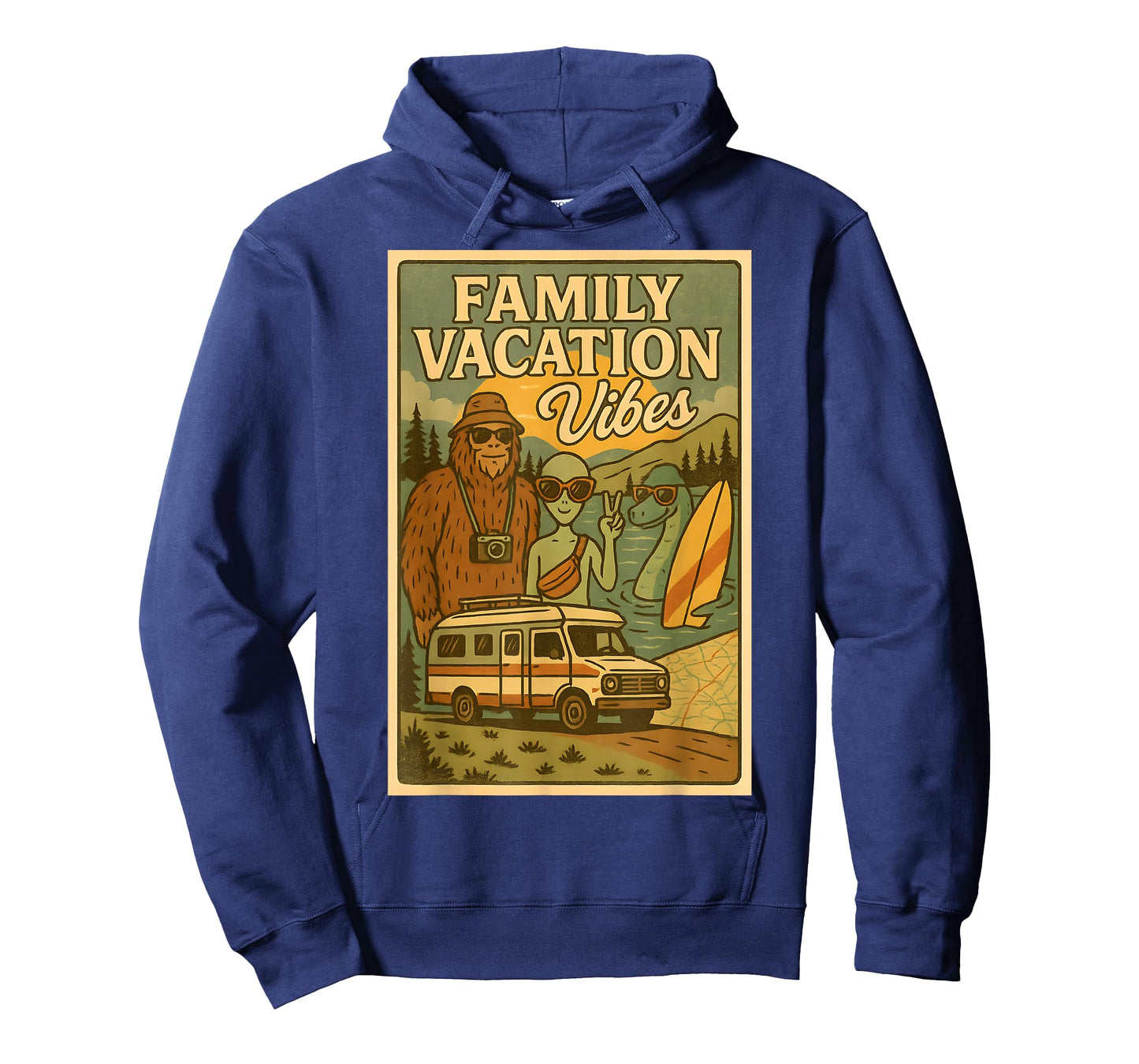 Funny Summer Bigfoot Family Vacation Alien Nessie Cryptid T-Shirt