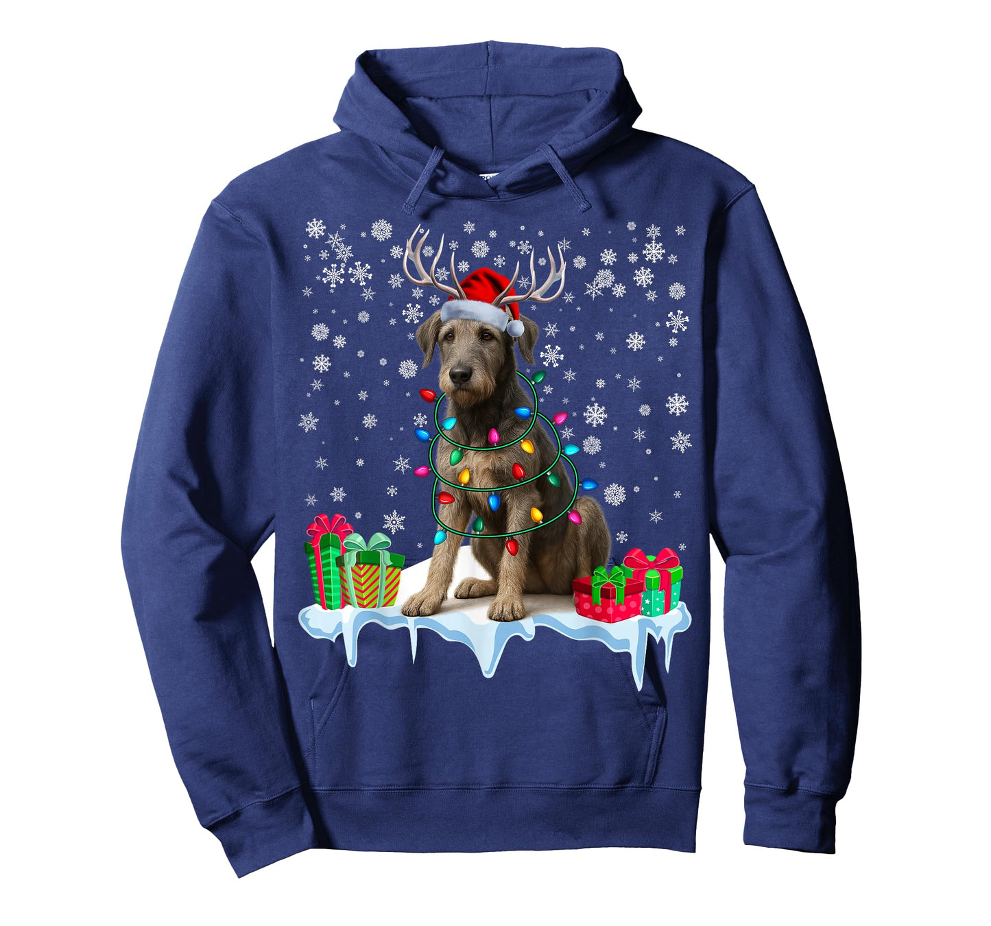 Irish Wolfhound Christmas Santa Hat Reindeer Pajama Dog Xmas T-Shirt