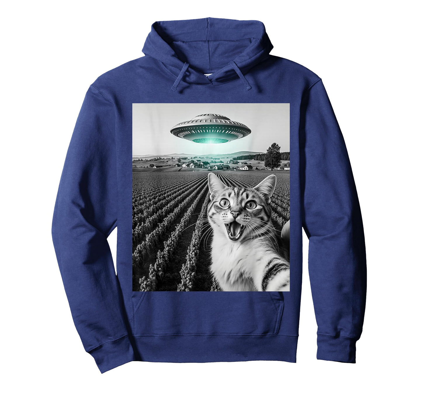 Funny Cat Selfie With Alien UFO Cat Gifts For Men Women Kid T-Shirt
