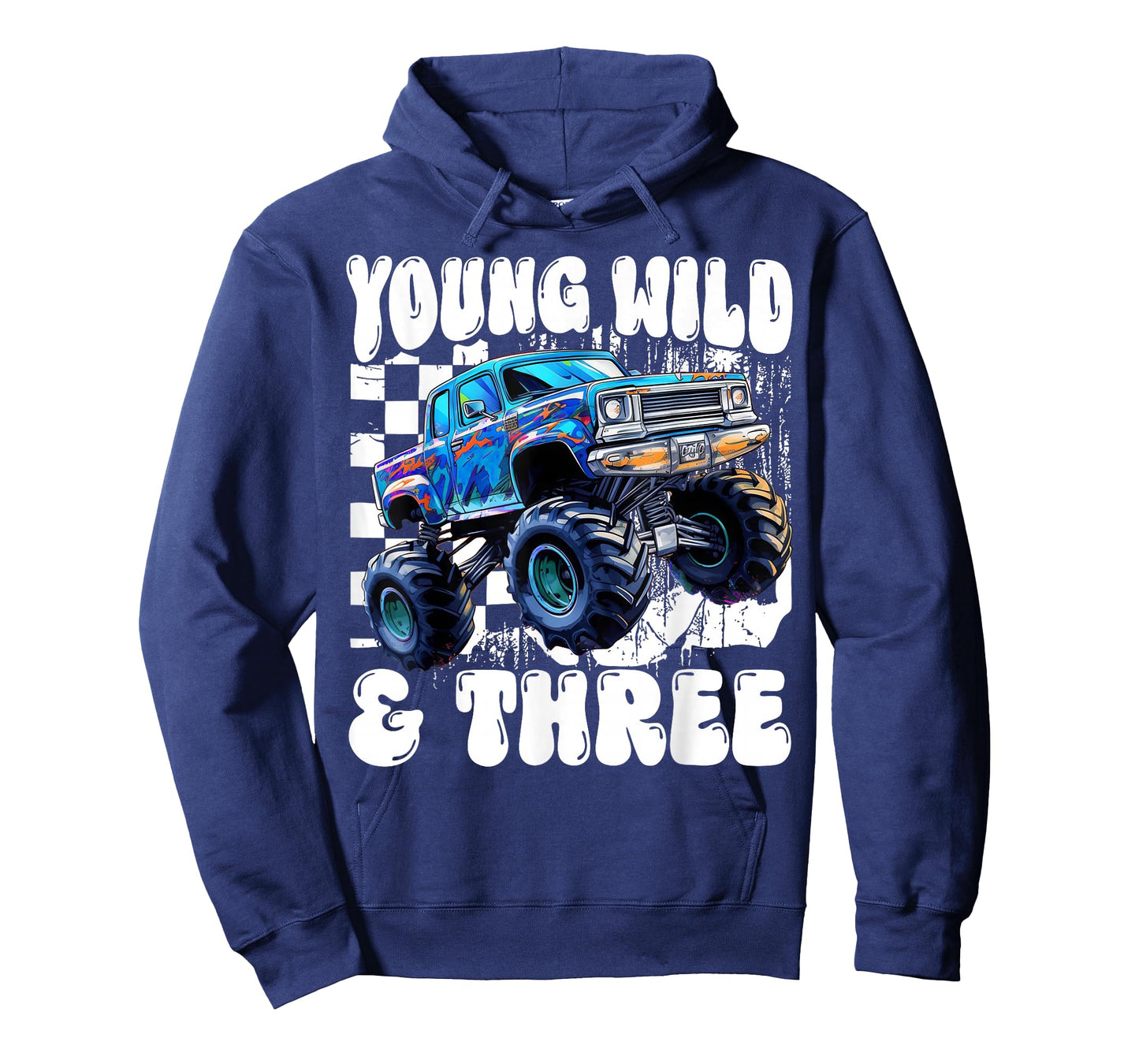 3rd Birthday Monster Truck Young Wild And Three 3 Year Old T-Shirt