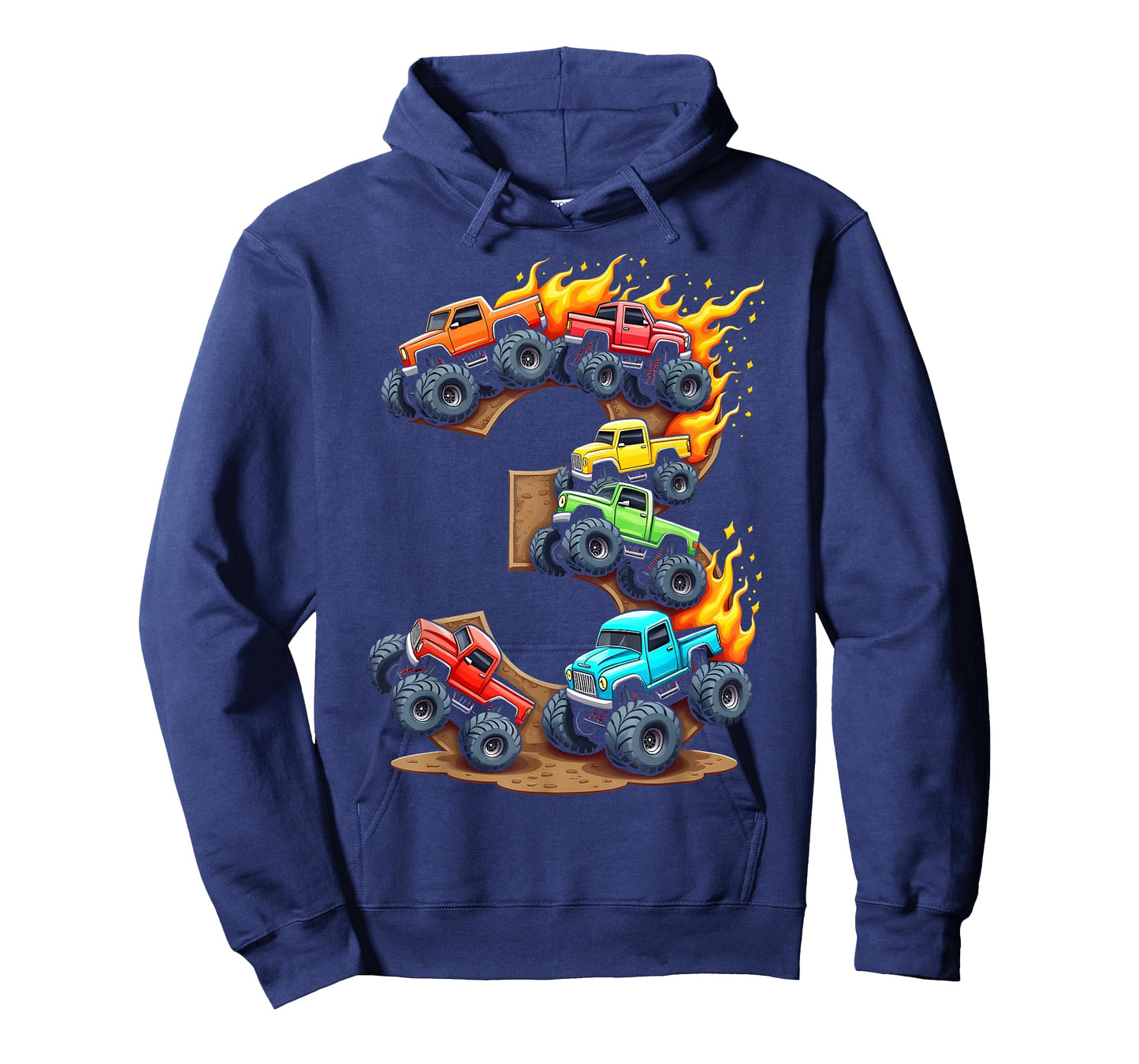3 Year Old Monster Truck Boy Toddler 3rd Birthday Party T-Shirt