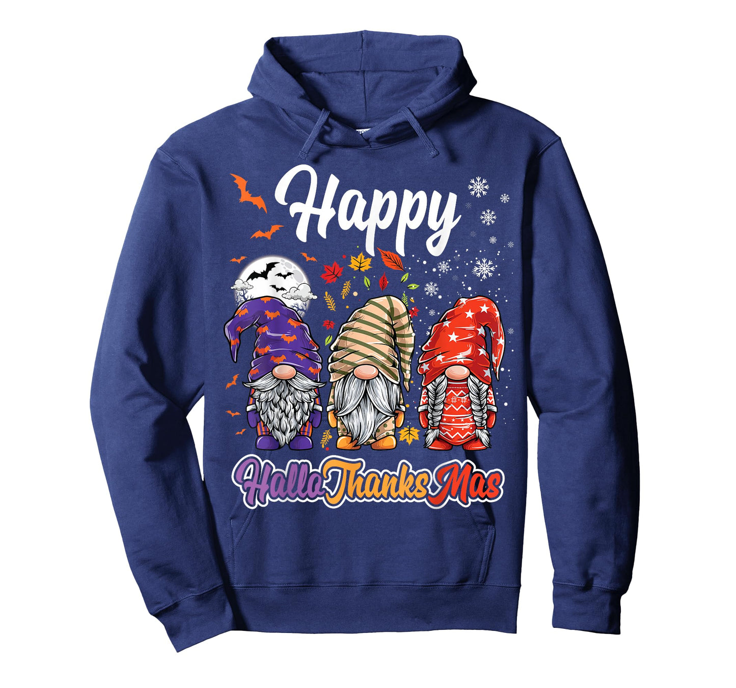 Happy Hallothanksmas Gnomes Halloween Thanksgiving Christmas T-Shirt