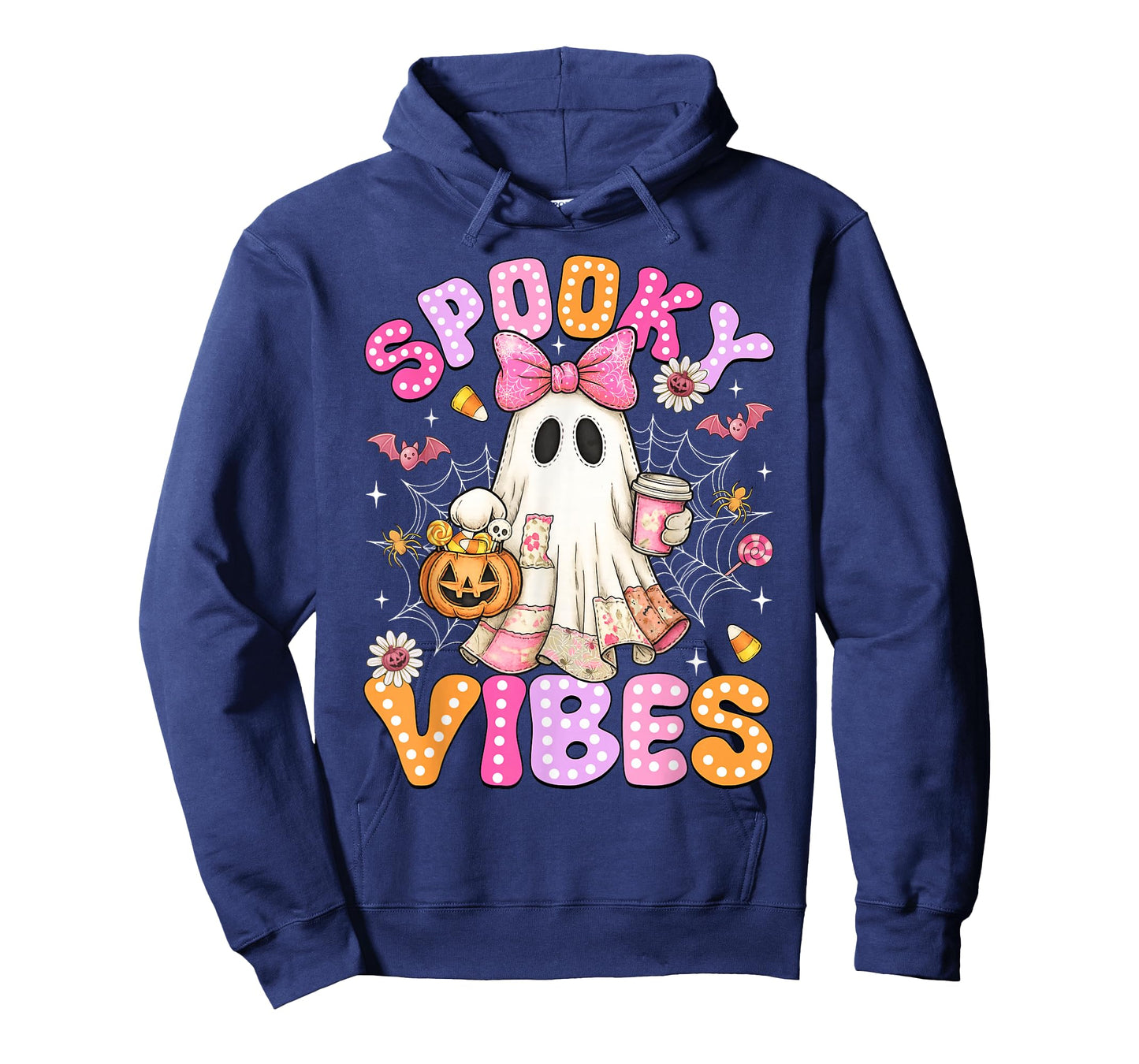 Spooky Vibes Ghost Retro Groovy Halloween Women Girls Kids T-Shirt