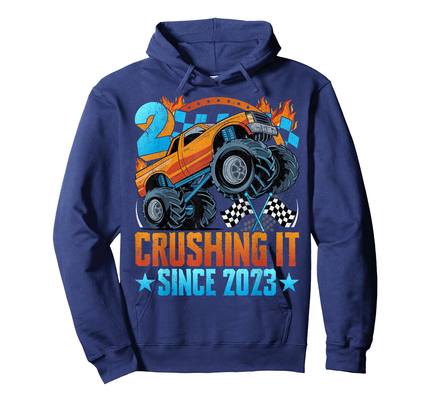 Birthday Monster Truck 2 Year Old Boys 2nd Party Born 2023 T-Shirt