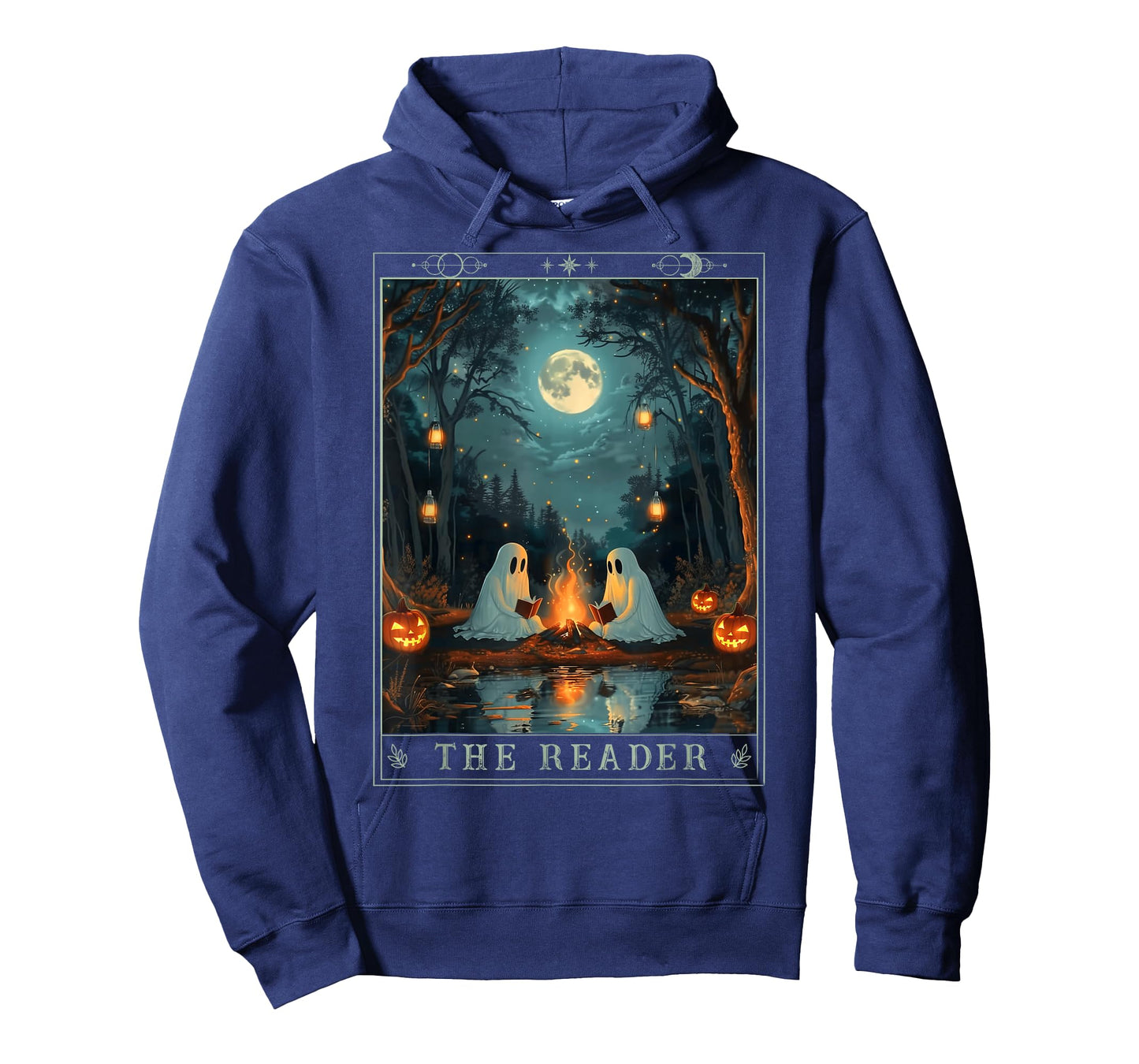 The Reader Bookish Cute Spooky Ghost Reading Book Tarot Card T-Shirt