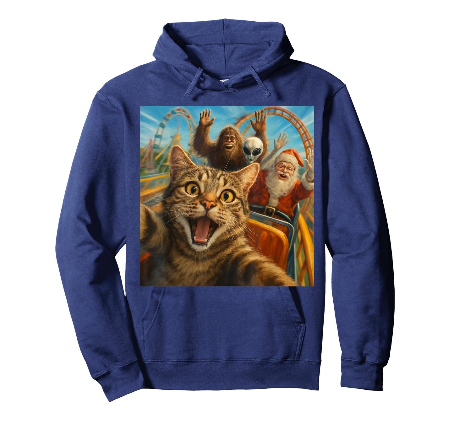 Funny Cat Selfie with Santa Claus Roller Coaster Meme T-Shirt
