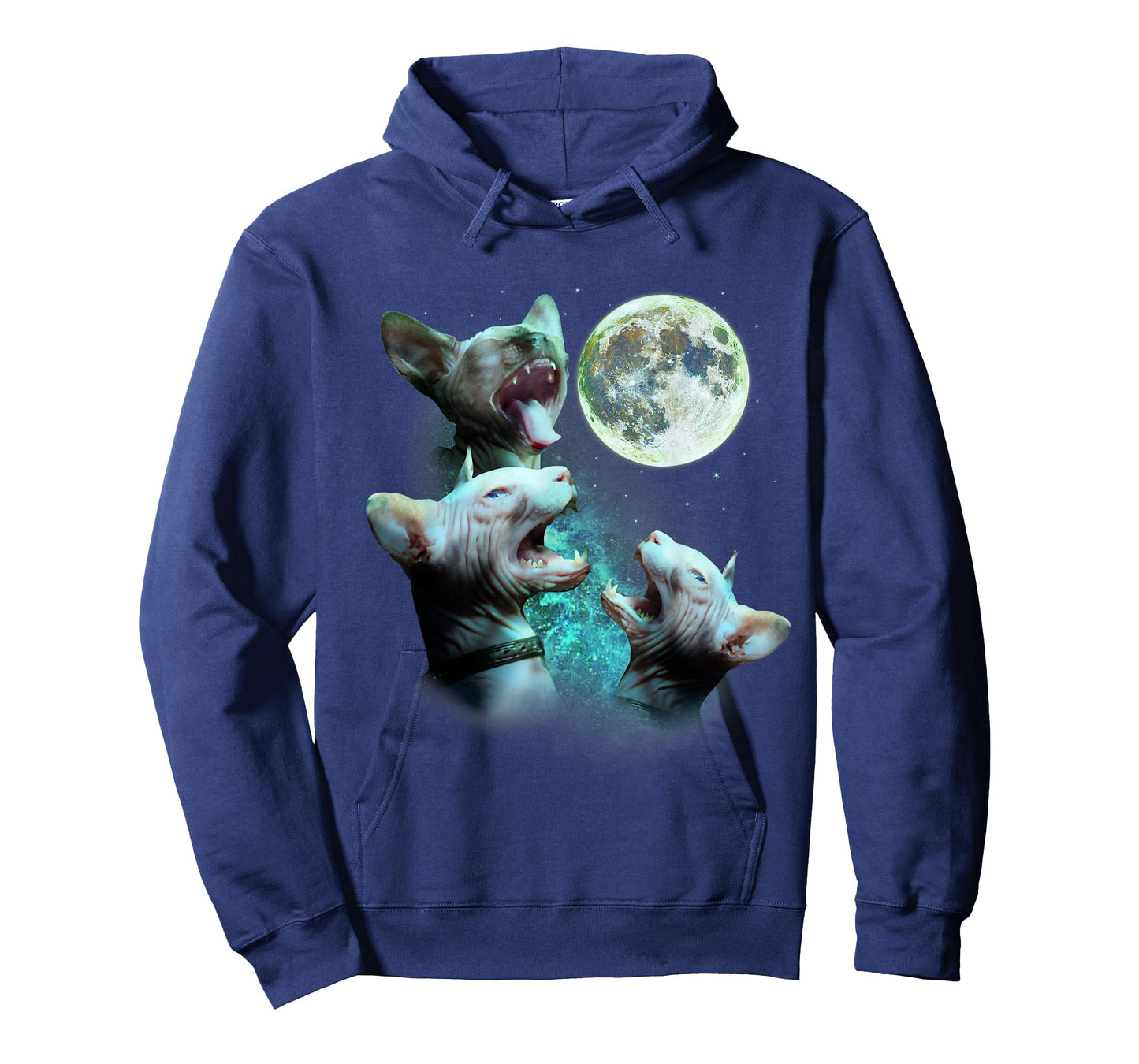 Three Hairless Sphynx Cats Howl At Moon 3 Wolfs Funny Parody T-Shirt
