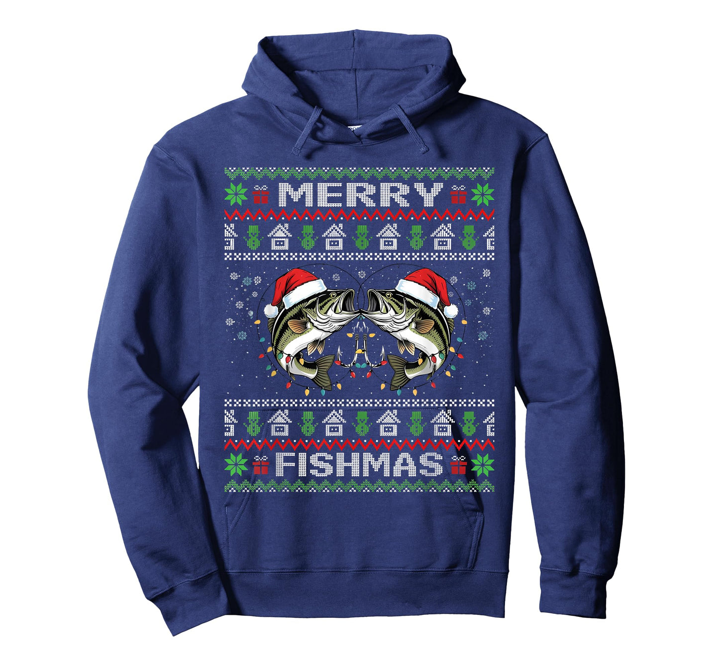 Merry Fishmas Bass Fish Fishing Christmas Ugly Sweater Xmas T-Shirt