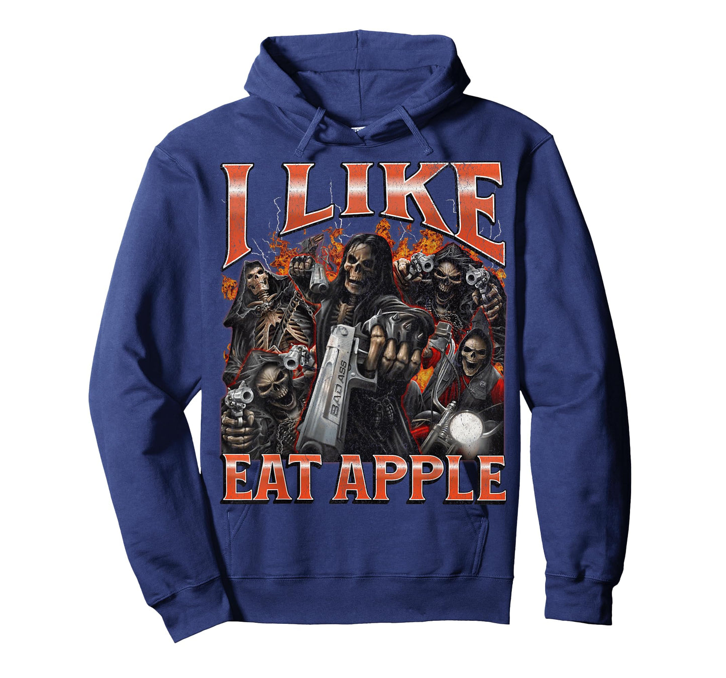 I Like Eat Apple Funny Hard Skeleton Meme Bootleg Graphic T-Shirt