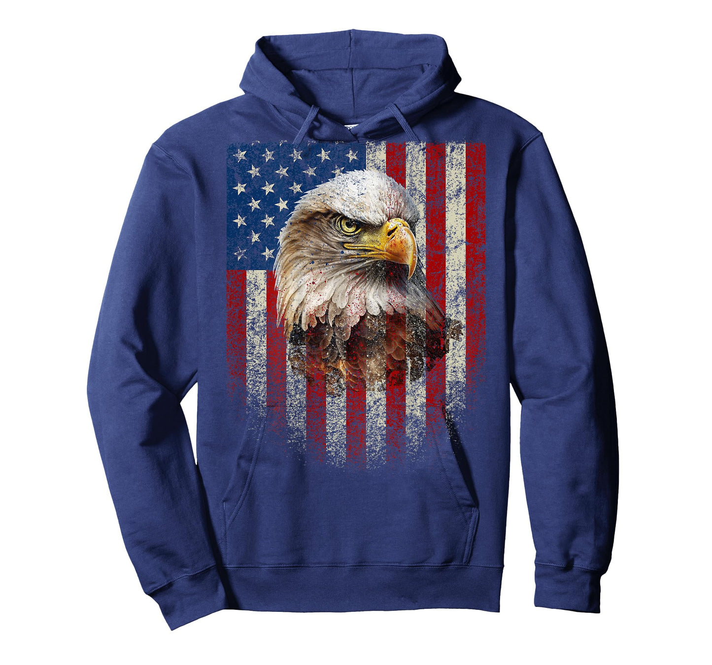 (Art on Back) Patriotic US Flag with American Eagle T-Shirt