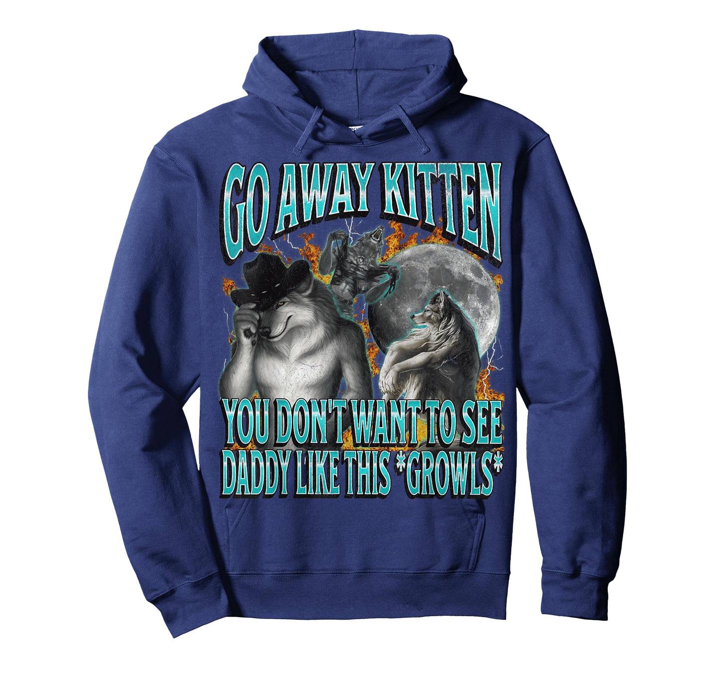 Go Away Kitten Funny Offensive Werewolf Meme Bootleg Graphic T-Shirt