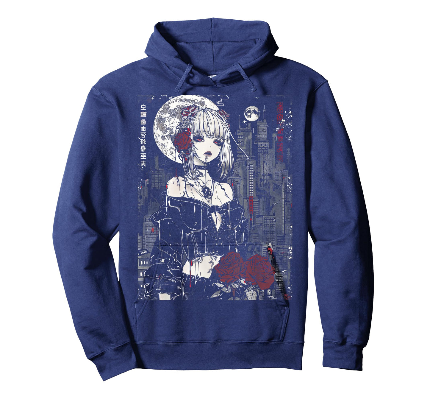 Anime Japanese Goth Cyberpunk City Gothic Vampire Roses T-Shirt