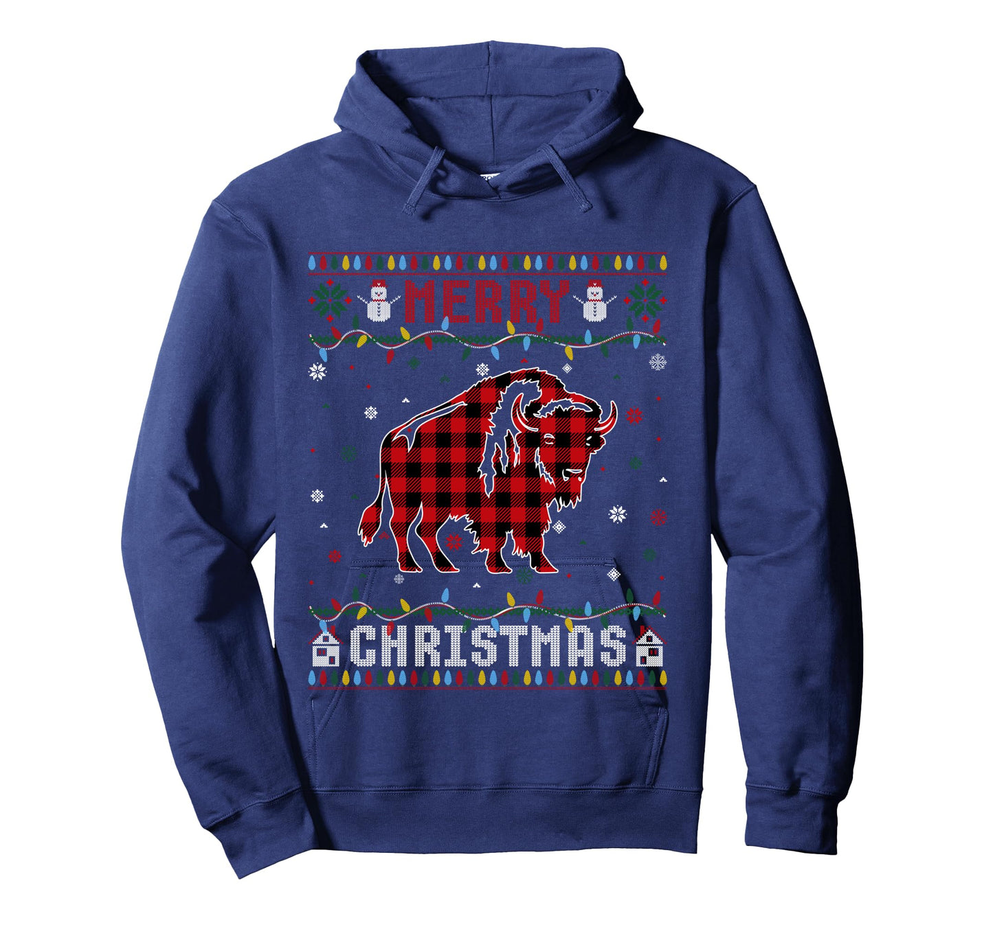 Funny Xmas Lighting Bison Lovers Ugly Christmas Sweater Long Sleeve T-Shirt