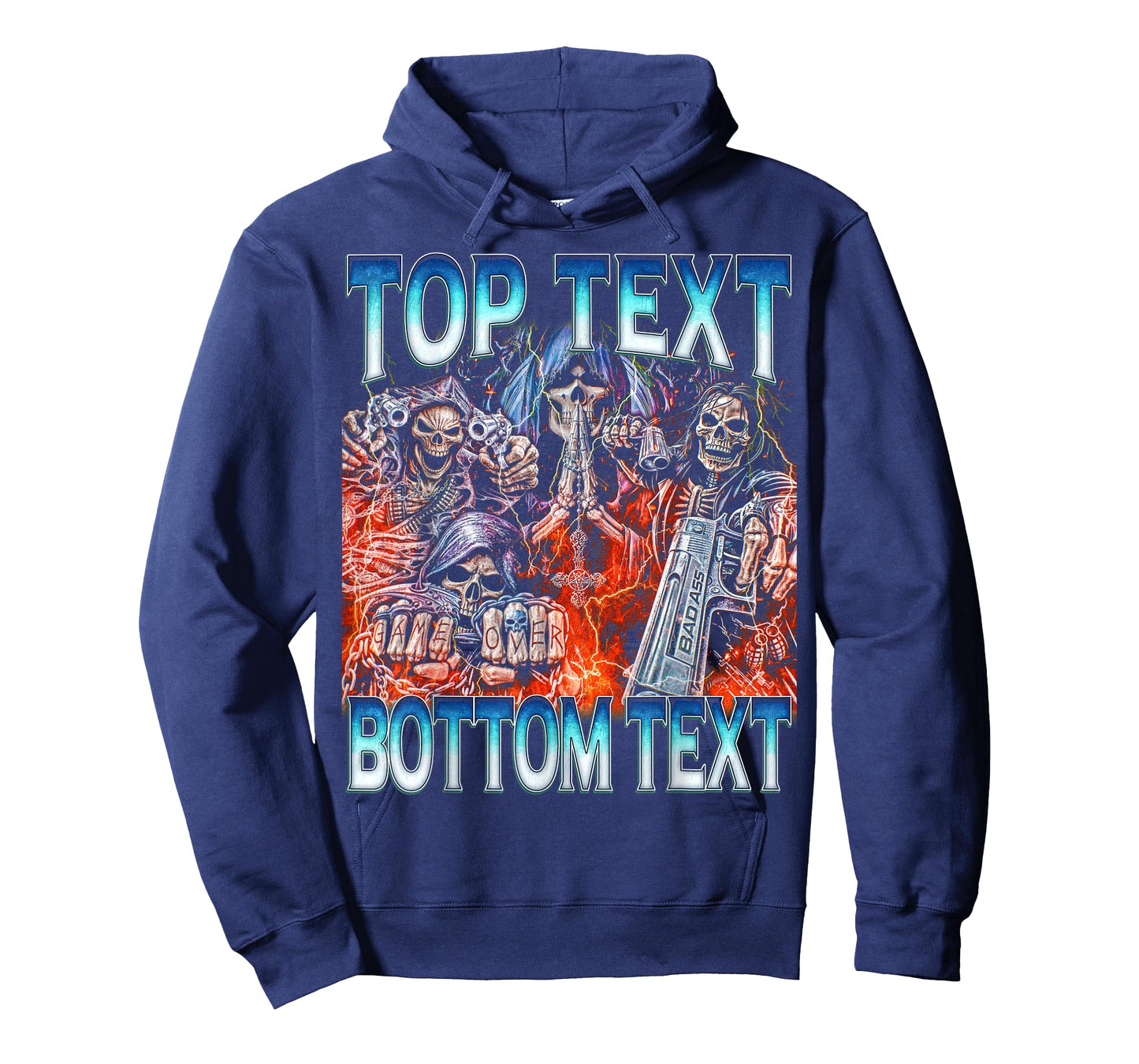 Top Bottom Text - Edgy Skeleton Bootleg Hard Skeleton Meme T-Shirt