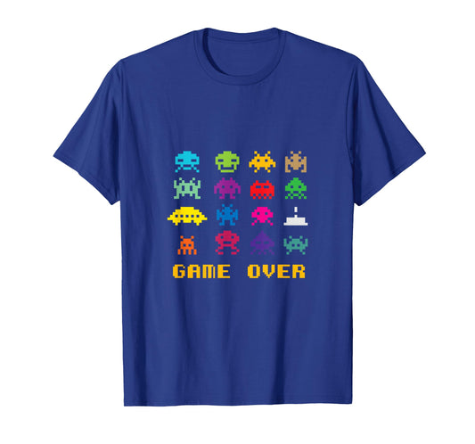 "Game Over" retro alien invaders tshirt 80s 8-bit video game T-Shirt