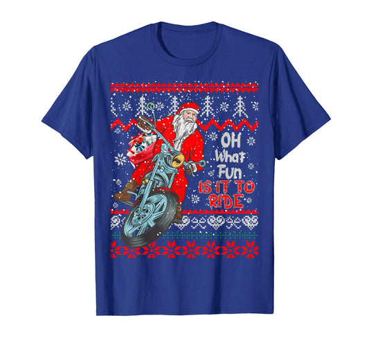 "Biker Santa" Motorcycle Ugly Christmas Sweater T-Shirt