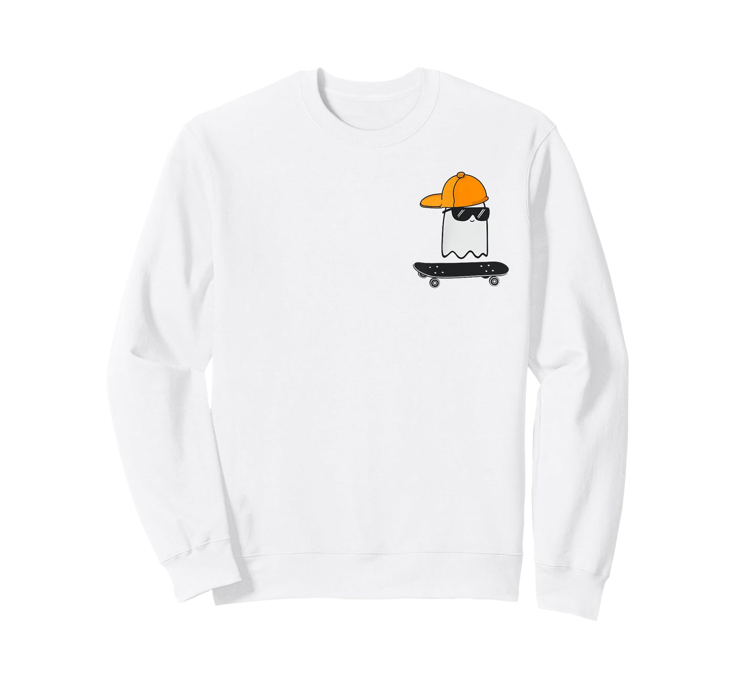Ghost Skateboarding Lazy Halloween Costume Funny Skateboard T-Shirt