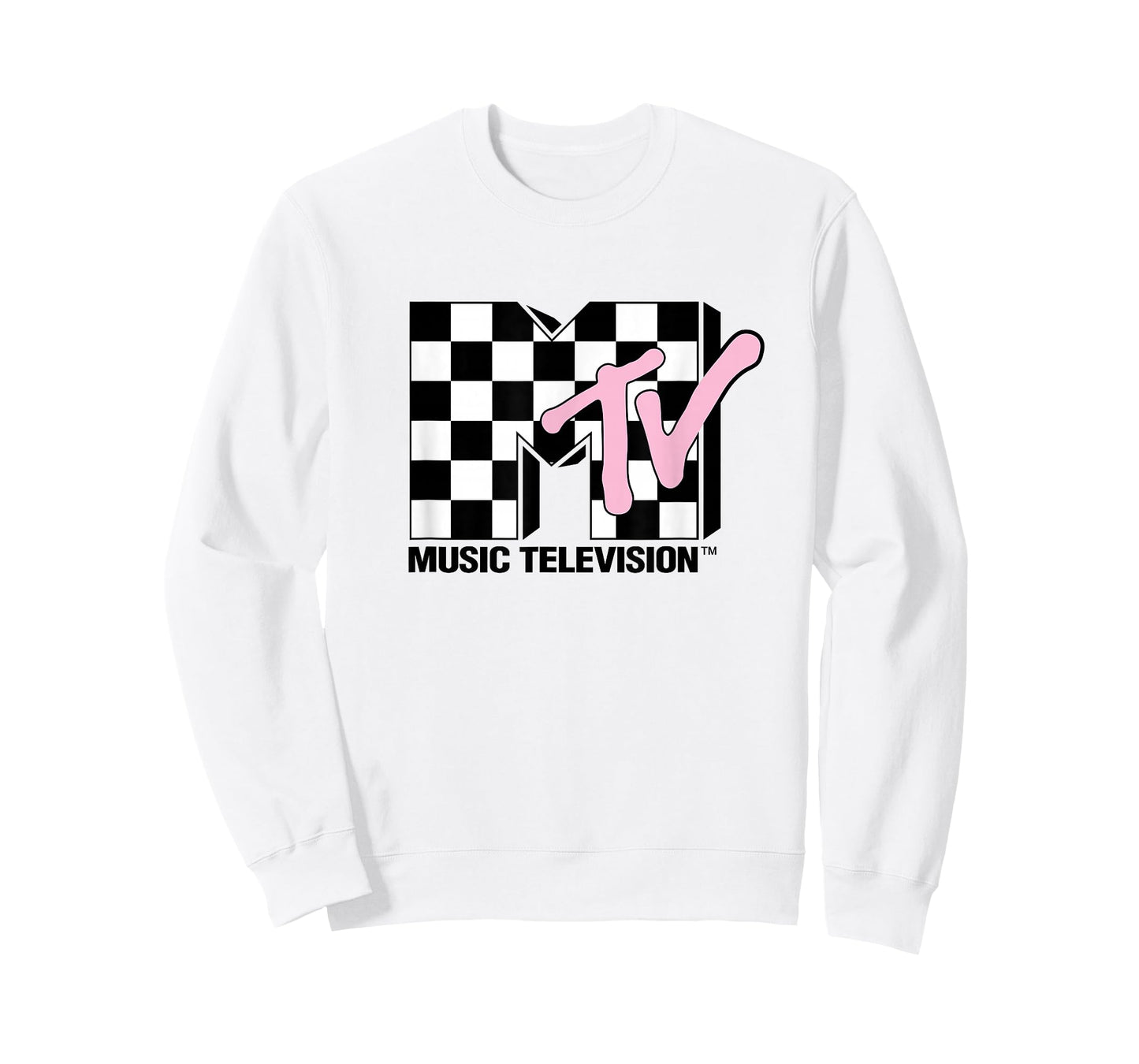 MTV Music Television Retro 80's Pink Neon Checkerboard Logo T-Shirt