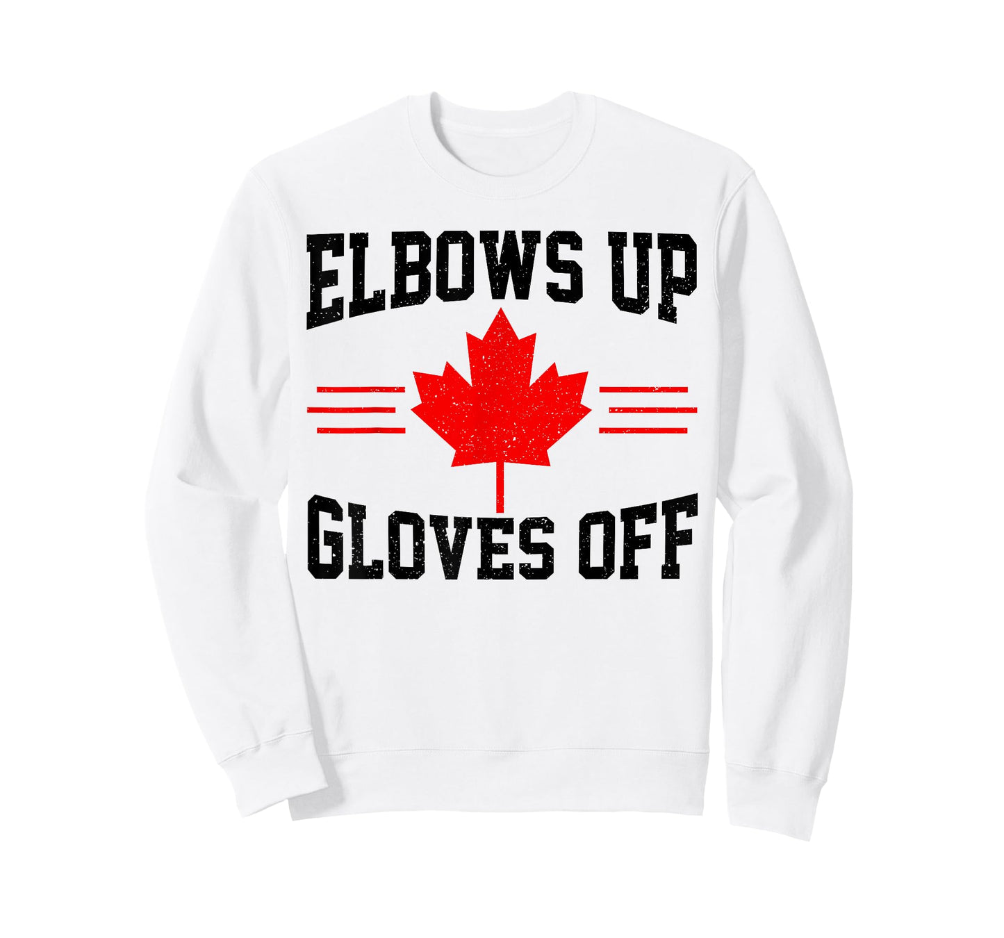 Elbows Up Gloves Off Canada Flag Hockey Fighter Funny T-Shirt