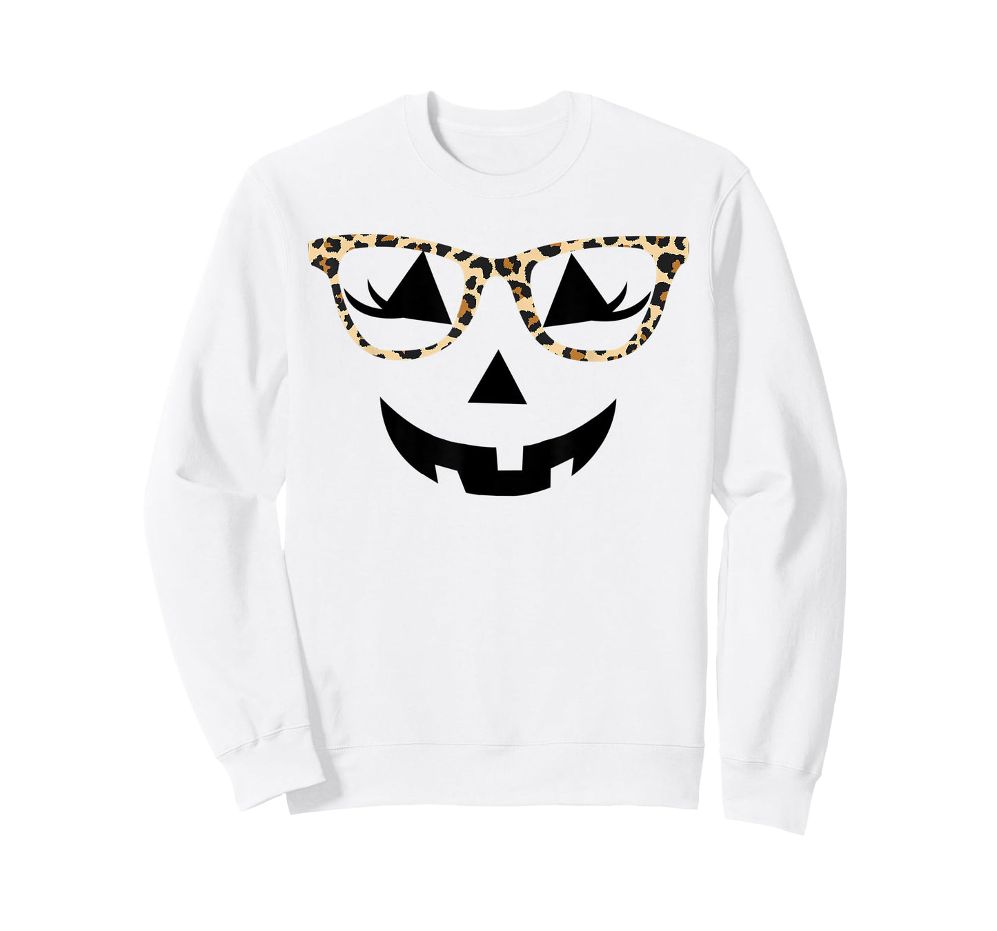Jack o Lantern Women Face Leopard Glasses Halloween Pumpkin T-Shirt