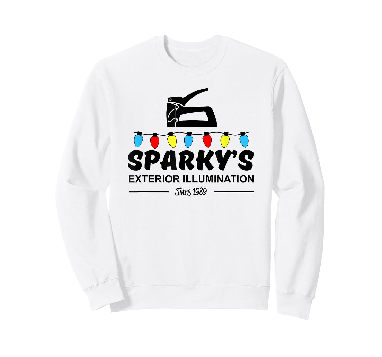 Womens Sparky's Exterior Illumination Christmas Lights t-shirt Large Slate