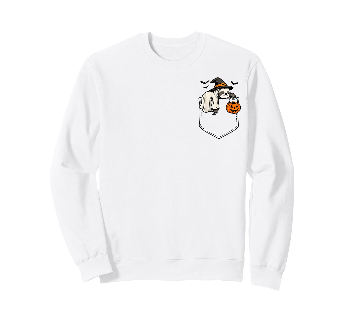 Halloween Ghost Lazy Animal Sleeping in A Pocket Sloth Day T-Shirt