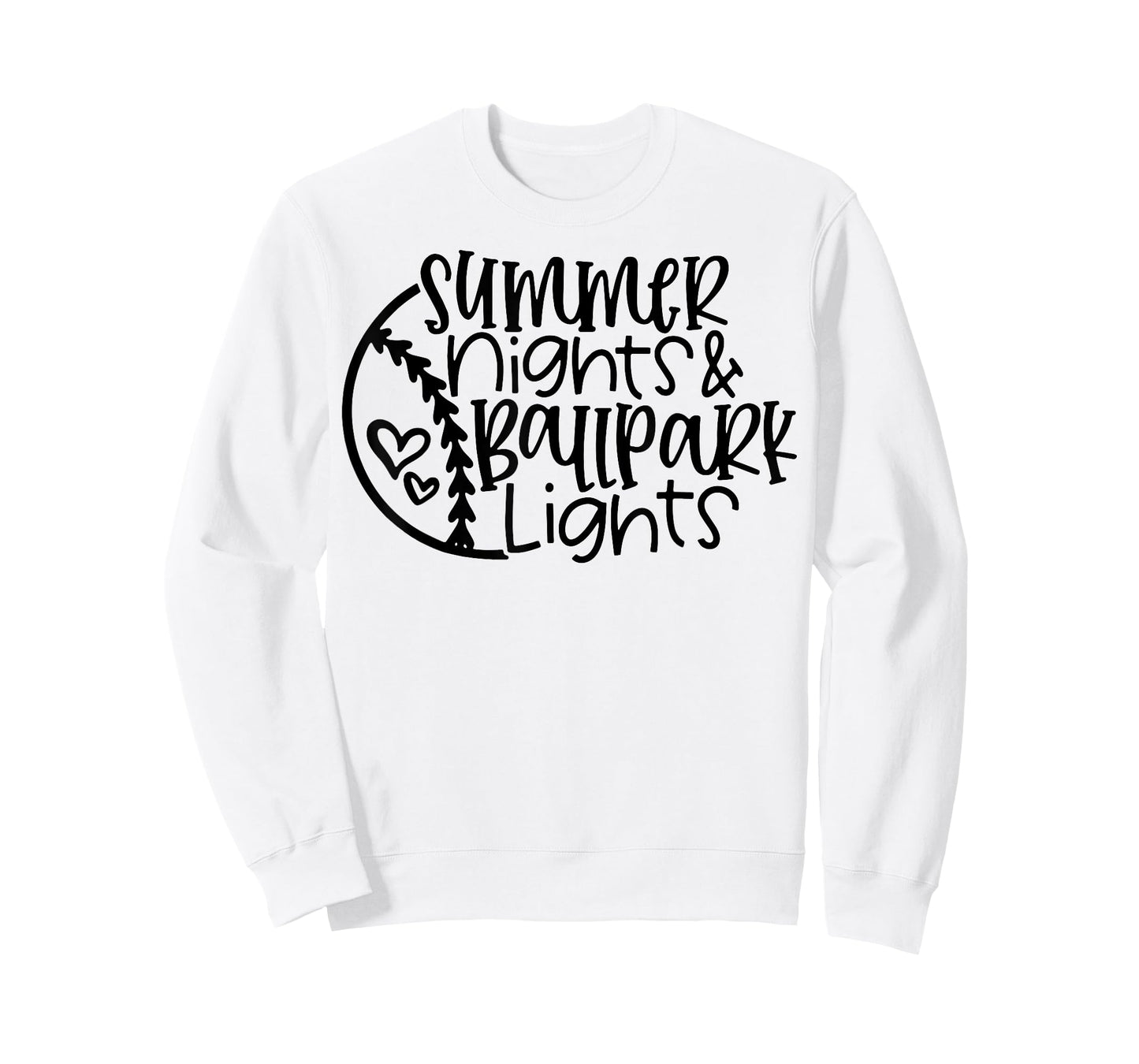 Summer Nights And Ballpark Lights Women Baseball Heart Quote T-Shirt
