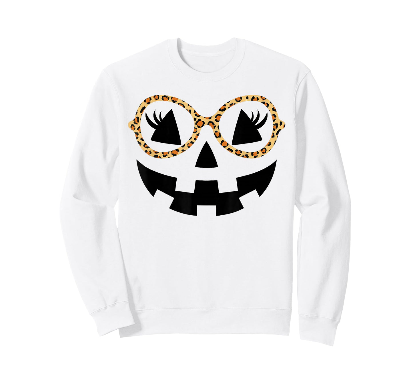 Jack O Lantern Face Pumpkin Halloween Cute Leopard Glasses T-Shirt