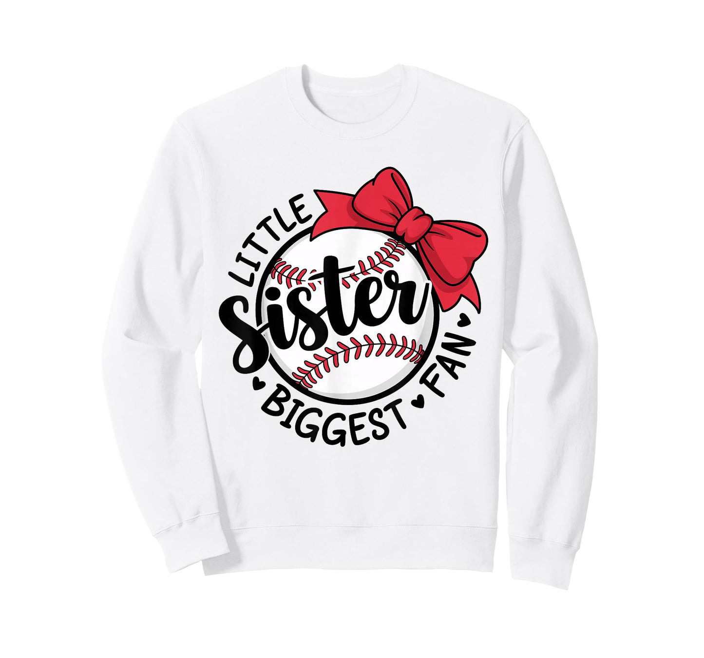 Baseball Little Sister Biggest Fan Bow Baseball Sister T-Shirt