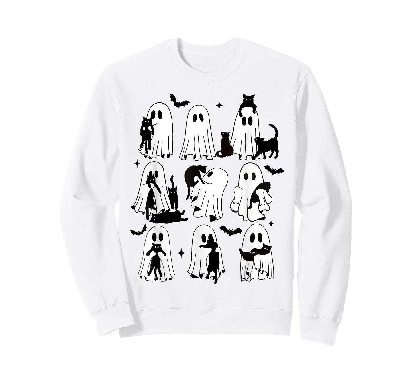 Funny Ghost Holding A Black Cat Lazy Halloween Spooky Season T-Shirt