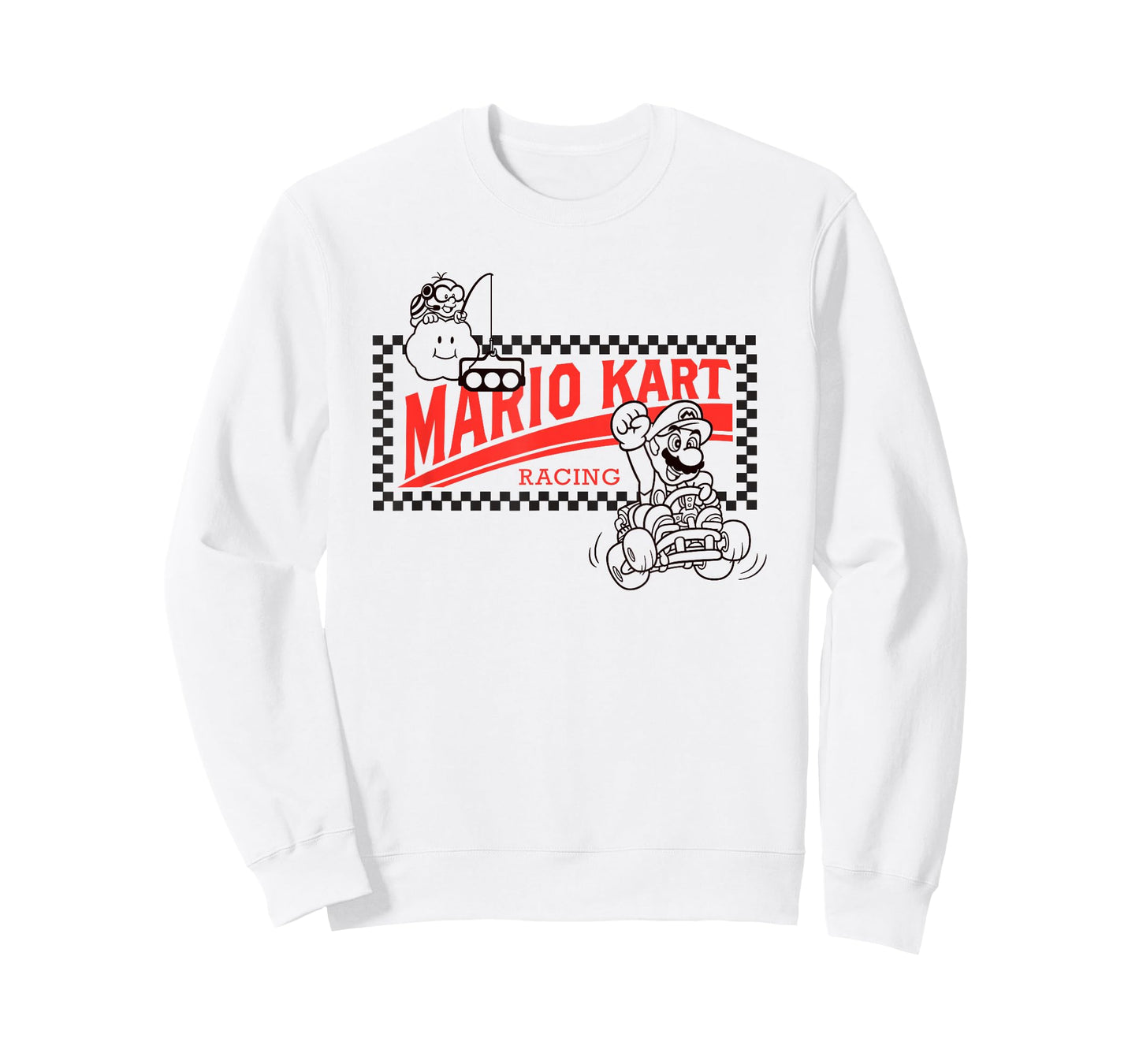 Mario Kart Racing Vintage Checkerboard Frame Logo T-Shirt