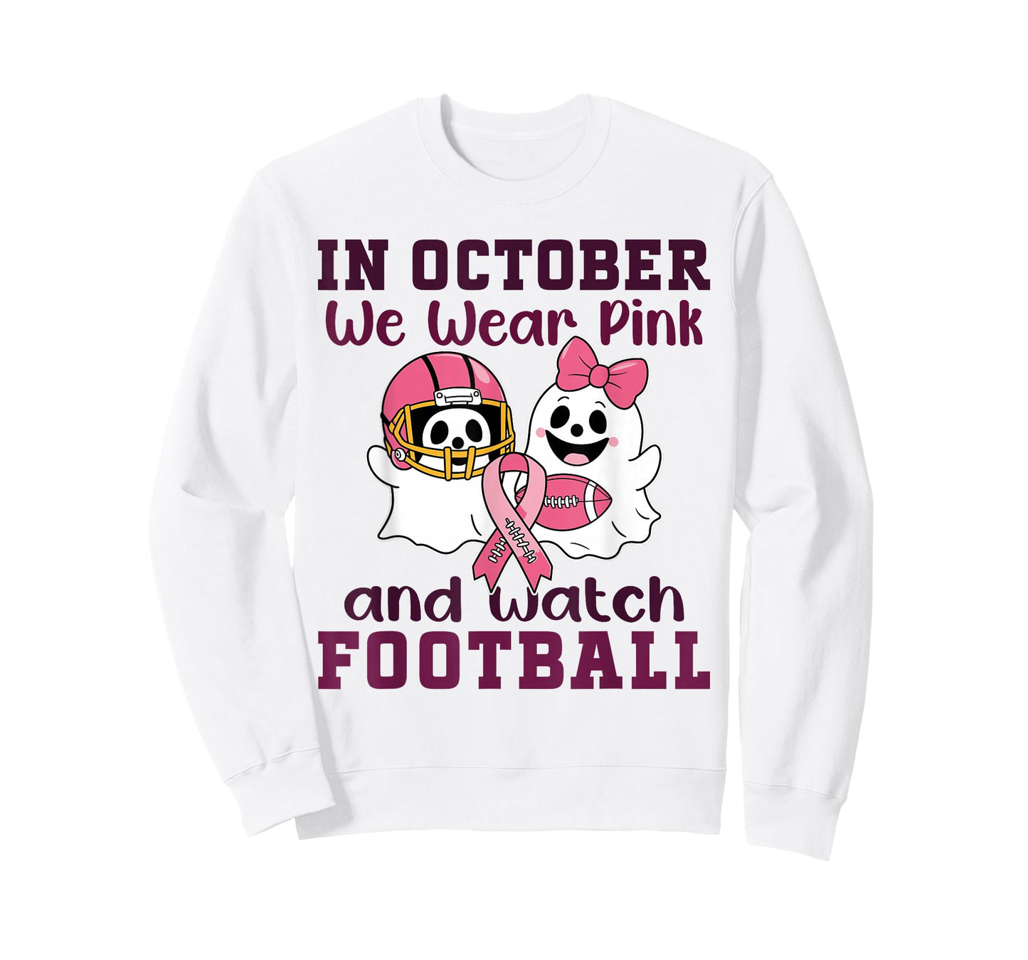 Football Breast Cancer Halloween in October we wear Pink Out T-Shirt