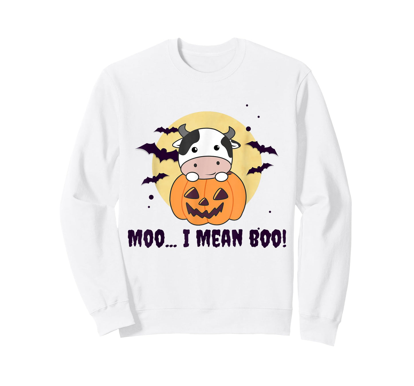 Moo I Mean Boo Cute Kawaii Halloween Cow Ghost T-Shirt