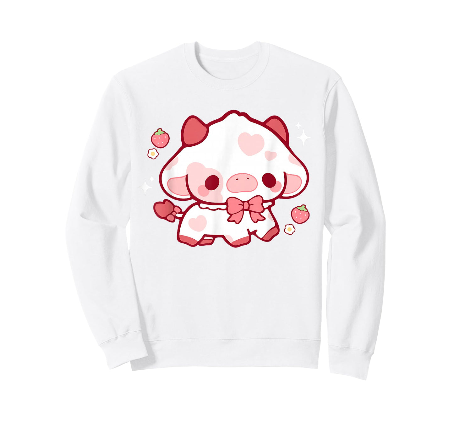 Kawaii Cow Strawberry Cute Aesthetic Anime Girls Teens Kids T-Shirt