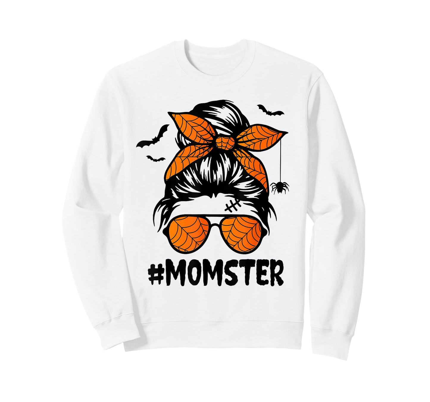 Momster for Women Halloween Mom Messy Bun Leopard T-Shirt