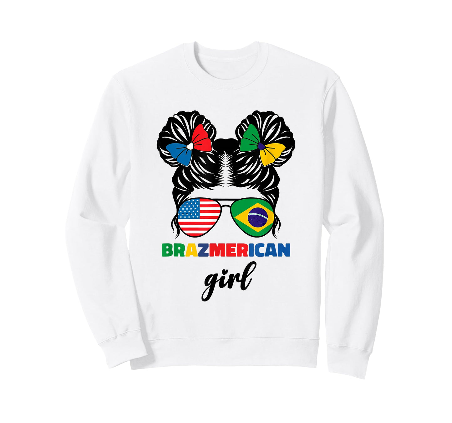 Half American and Brazilian America Brazil Flag Girl Kids T-Shirt