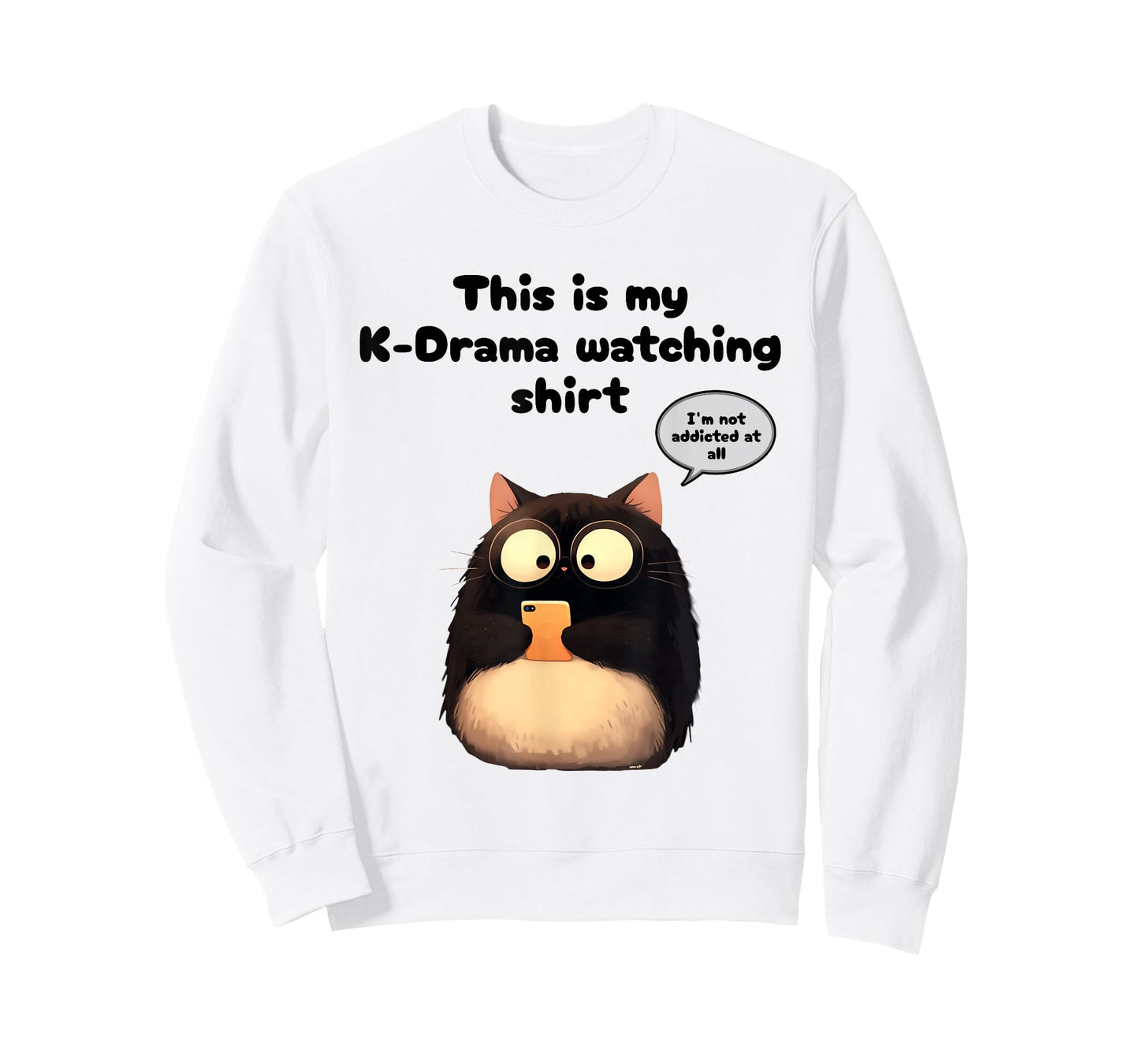 Kpop Gifts Co. Unisex-Adults, Teen Rabbit Kdrama Watching Cat Merch Korean Drama Merchandise T-Shirt