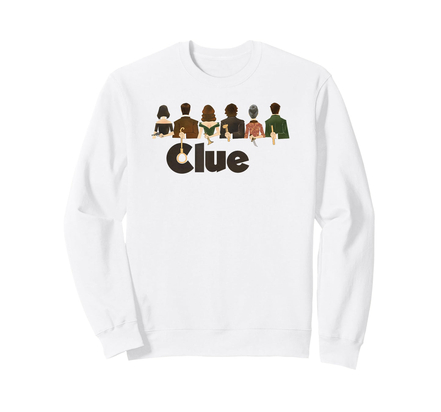Clue Characters Hiding Their Weapons On Their Backs Lineup T-Shirt