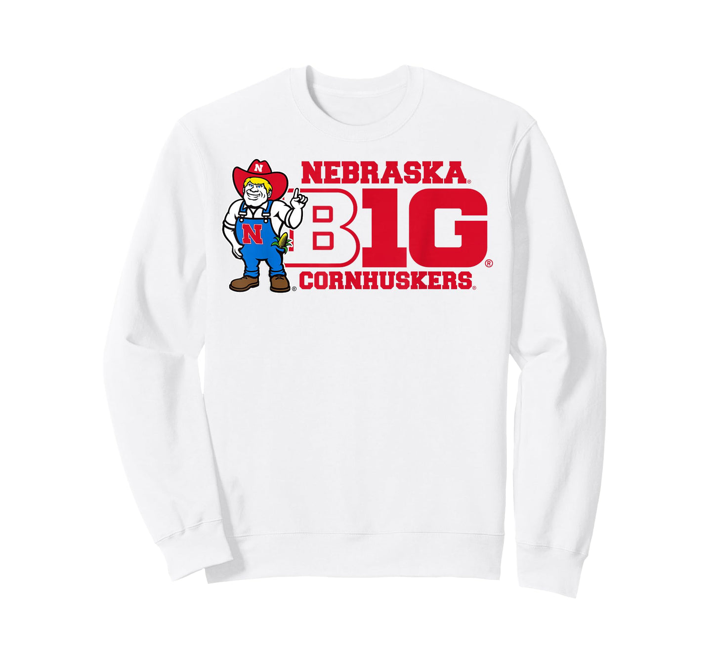 Nebraska Cornhuskers Big 10 Mascot White Officially Licensed T-Shirt