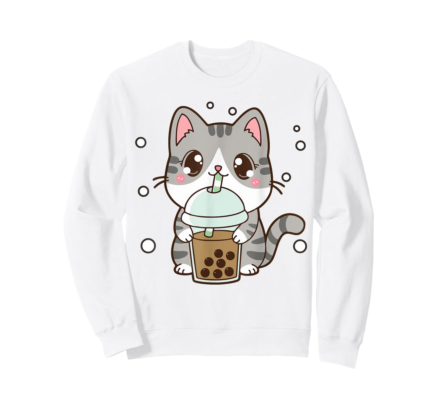 Cat Boba Bubble Tea Cute Kawaii Anime Teen Girl Kids Graphic T-Shirt