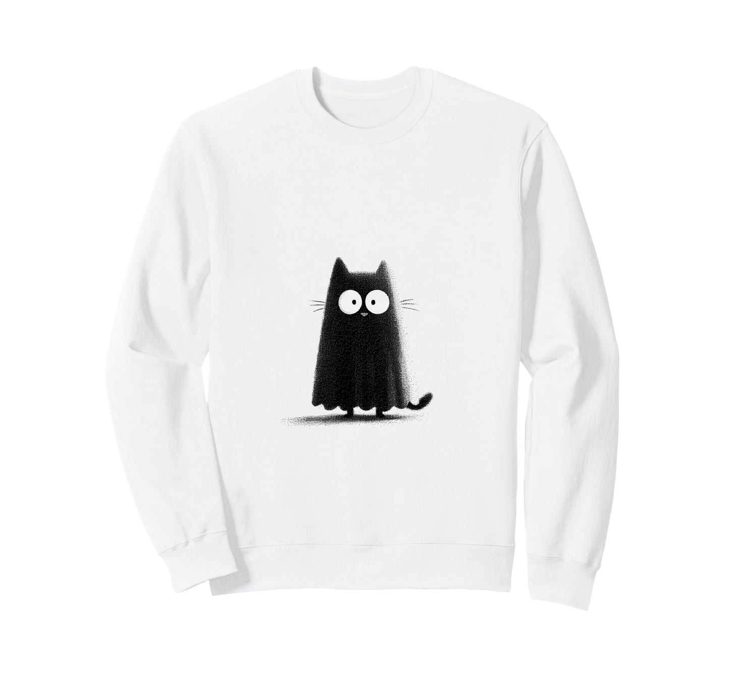 Goth Cat Ghost Halloween Cute Spooky Art T-Shirt