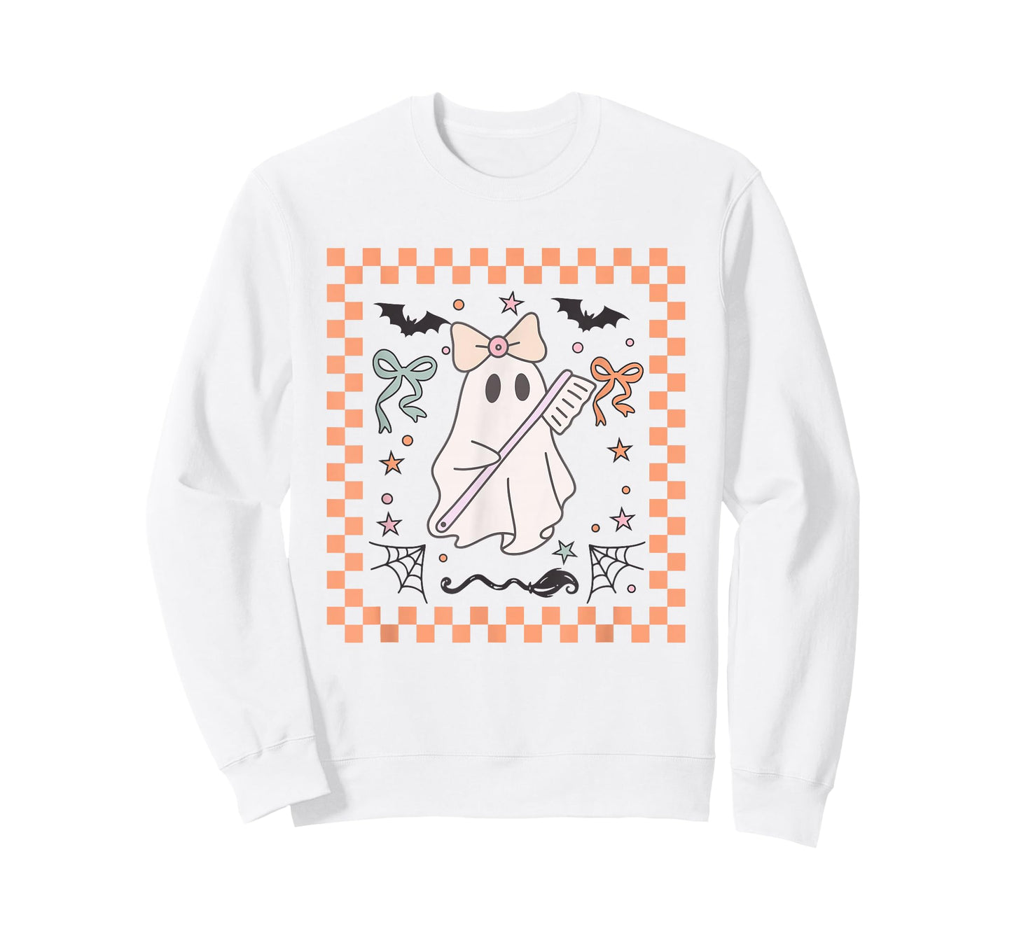 Coquette Ghost Dentist Dental Halloween Ghost Dental Crew T-Shirt
