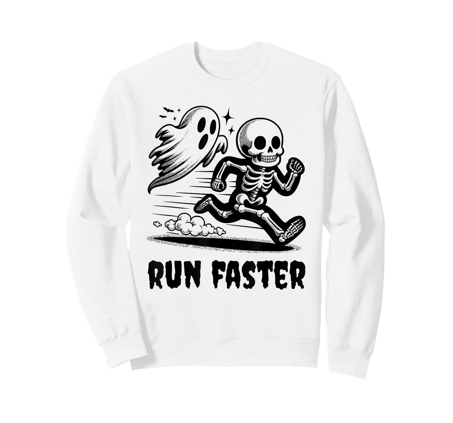 Skeleton and Ghost Running Funny Runner and Halloween T-Shirt