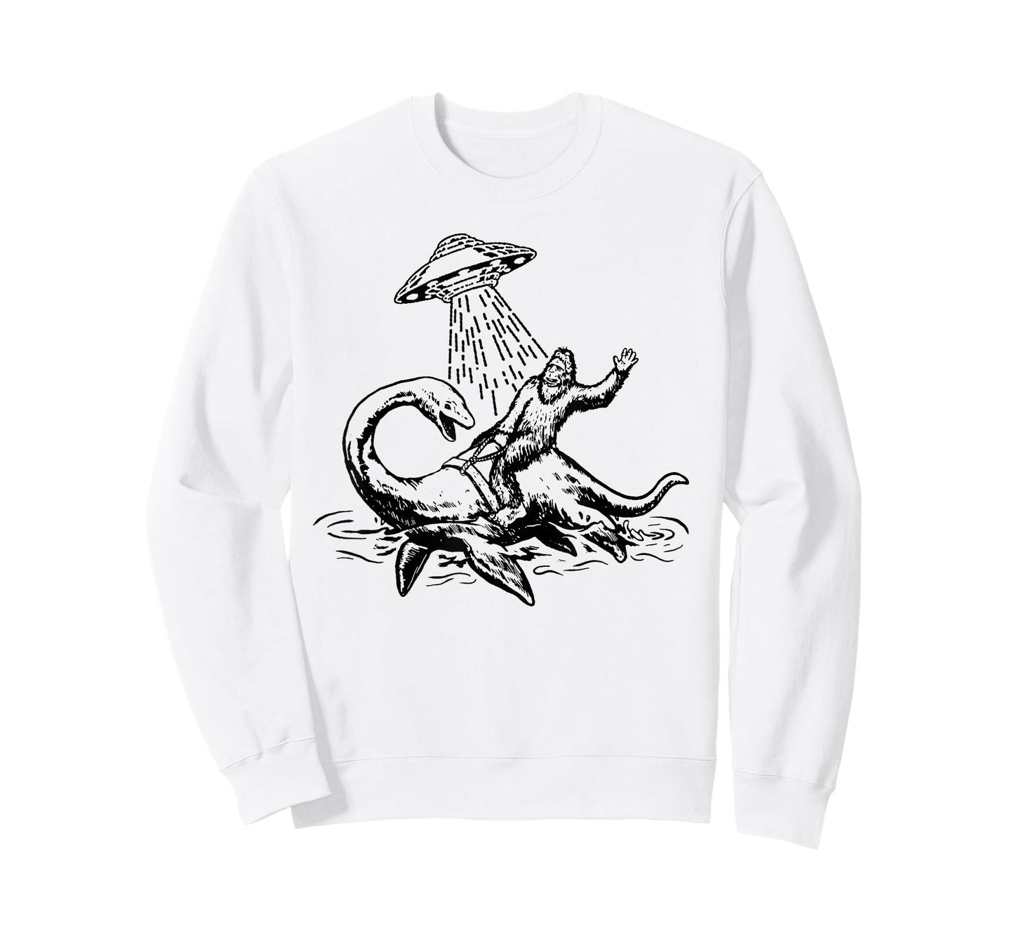 Bigfoot Riding Loch Ness Monster Funny Sasquatch Nessie T-Shirt