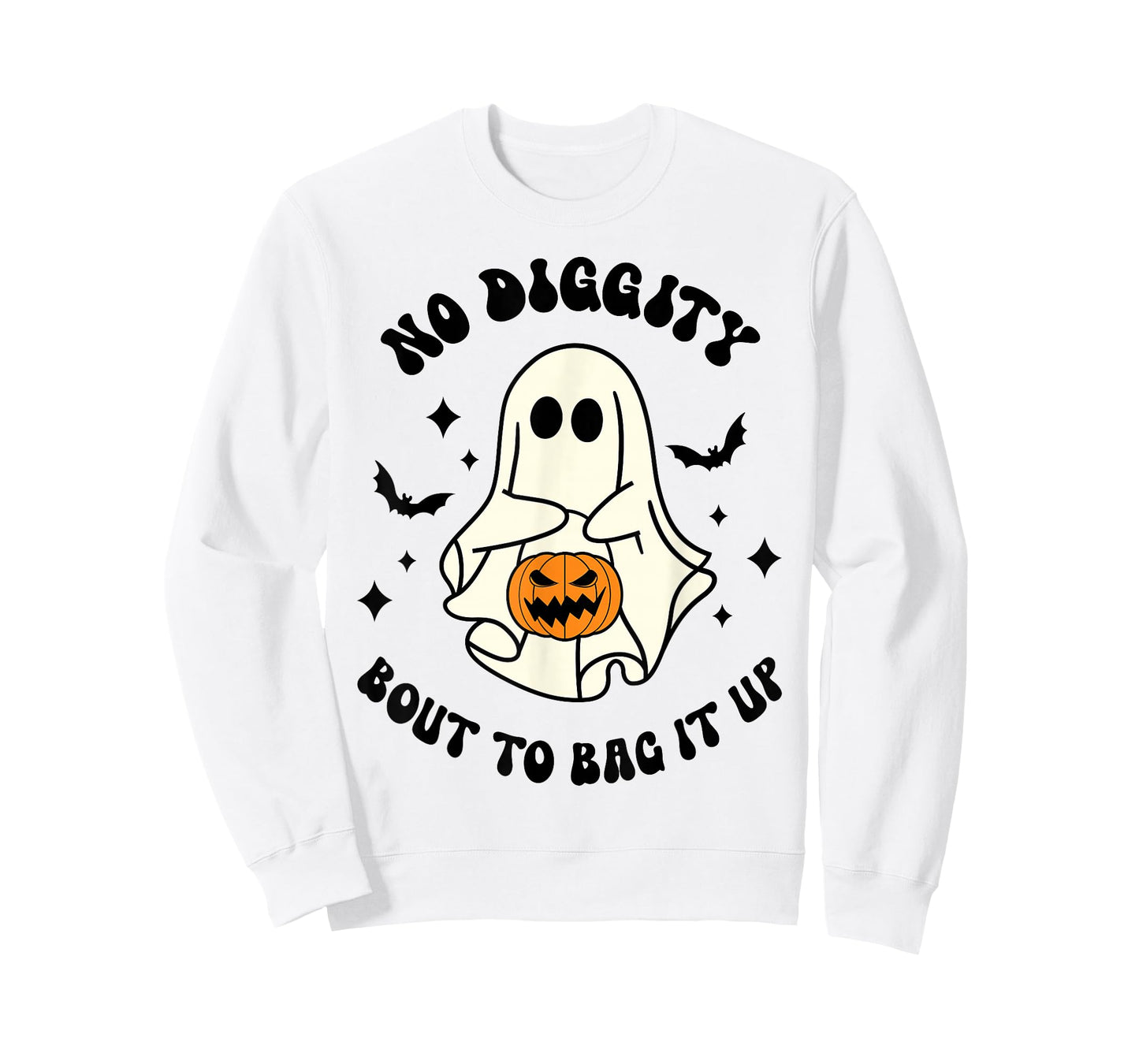 Halloween Ghost No Diggity Bout To Bag It Up Funny T-Shirt