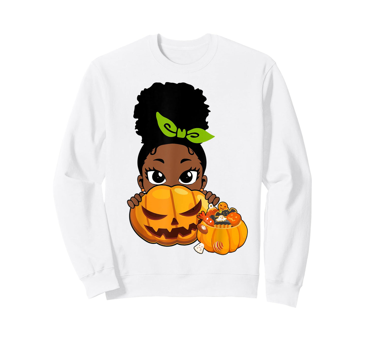 Cute Black African American Girls Pumpkin Halloween T-Shirt