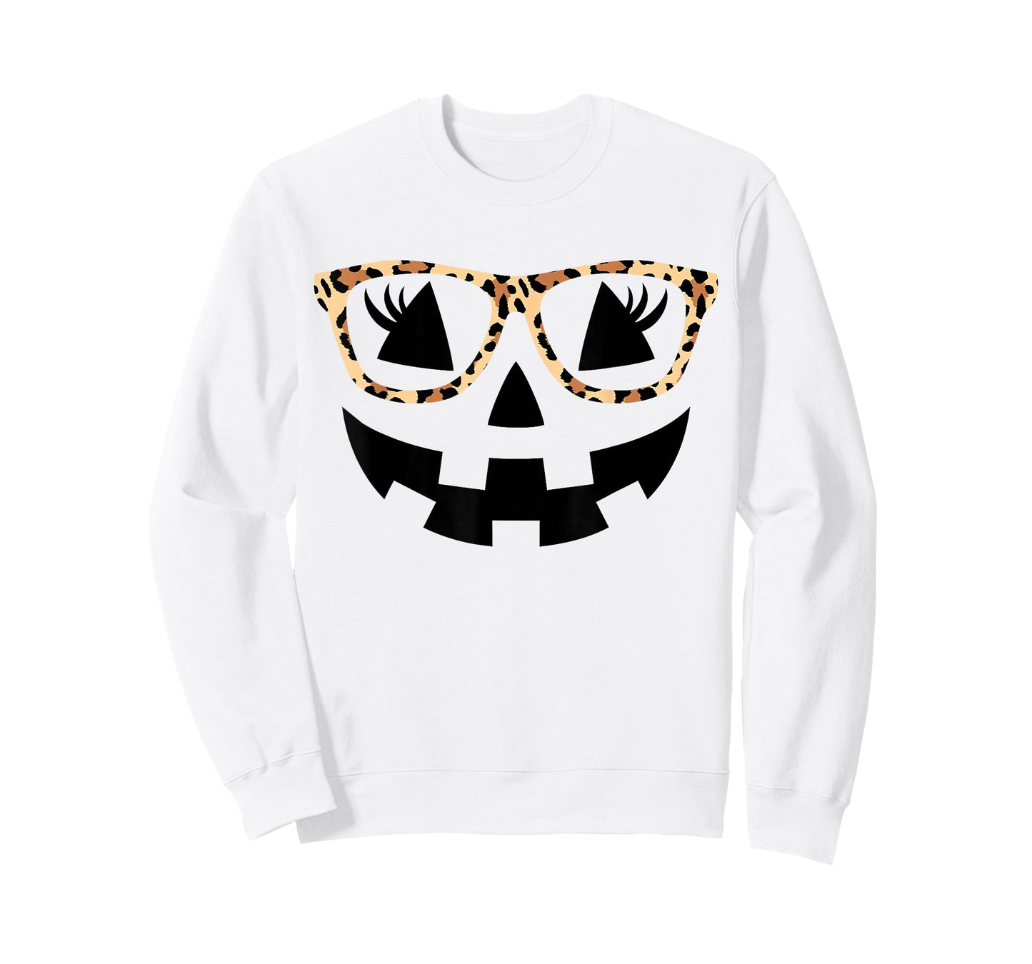 Jack O Lantern Face Pumpkin Hallowen Leopard Print Glasses T-Shirt
