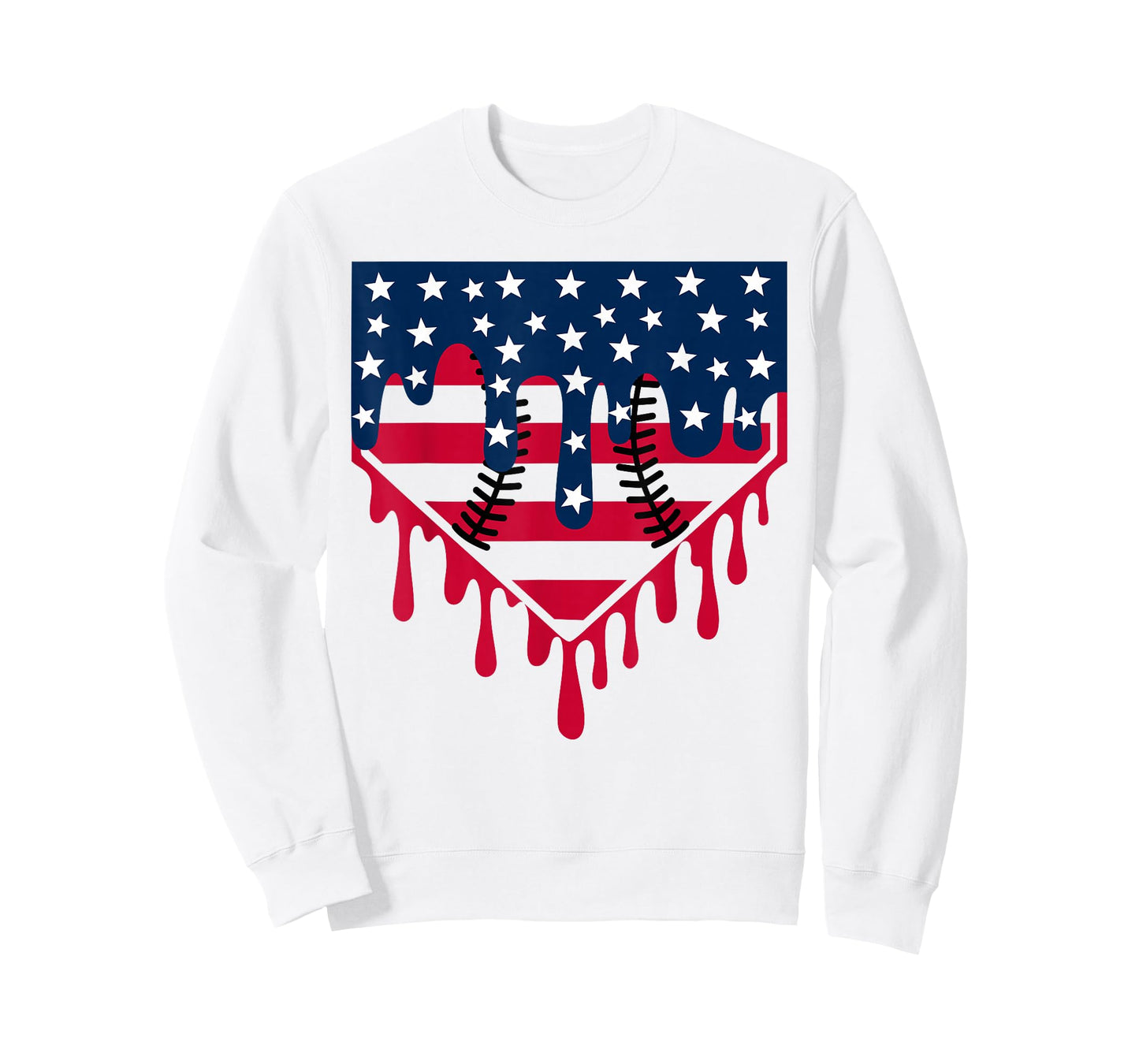 Baseball Drip Boy Ice Cream Patriotic American Flag 4th July T-Shirt